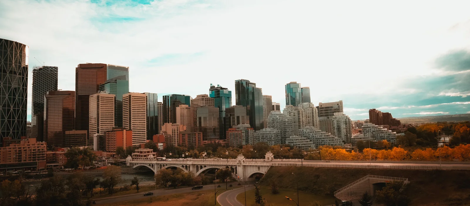 Calgary skyline and Centre Street Bridge, photographed by Real Estate Partners